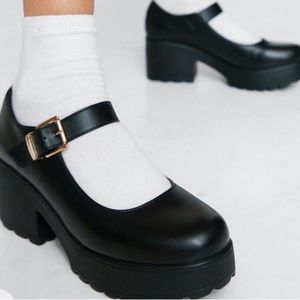 Nasty Gal Black Chunky Mary Janes